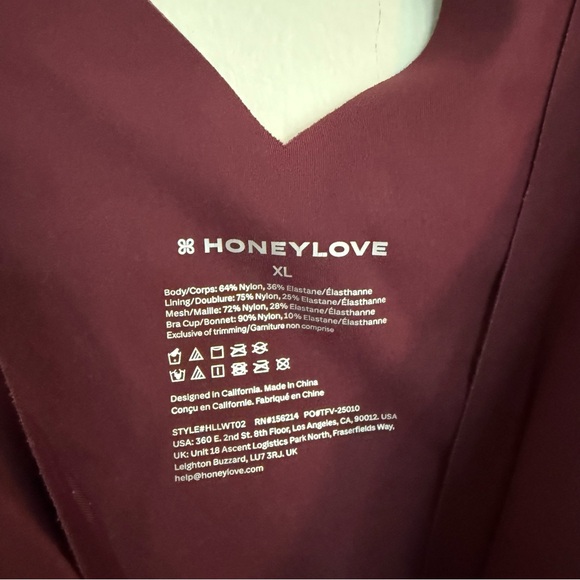 NWOT Honeylove Maroon Liftwear Tank - Picture 2 of 4